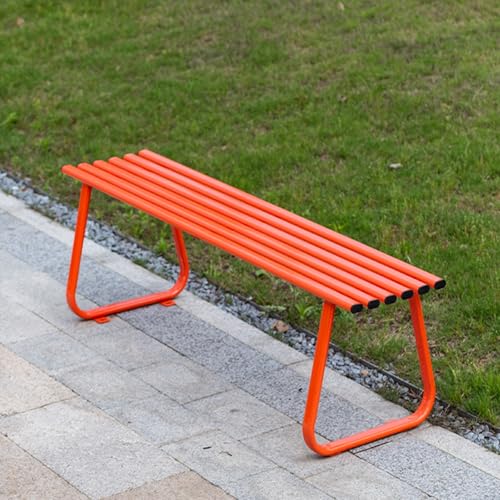 ZUGIATP Parkbank Aus Verzinktem Stahl Für Den Außenbereich Terrassenbank Parksitz Stuhl Garten Pool Veranda Innenhof Terrassensitz(Orange Without backrest,150cm/59in) von ZUGIATP