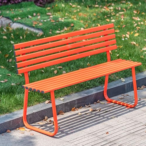 ZUGIATP Parkbank Aus Verzinktem Stahl Für Den Außenbereich Terrassenbank Parksitz Stuhl Garten Pool Veranda Innenhof Terrassensitz(Orange with backrest,150cm/59in) von ZUGIATP