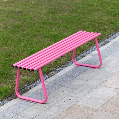 ZUGIATP Parkbank Aus Verzinktem Stahl Für Den Außenbereich Terrassenbank Parksitz Stuhl Garten Pool Veranda Innenhof Terrassensitz(Pink Backless,150cm/59in) von ZUGIATP