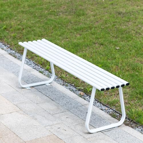 ZUGIATP Parkbank Aus Verzinktem Stahl Für Den Außenbereich Terrassenbank Parksitz Stuhl Garten Pool Veranda Innenhof Terrassensitz(White Without backrest,180cm/70in) von ZUGIATP