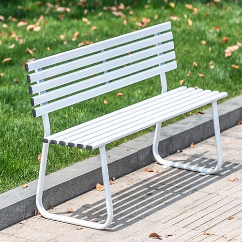 ZUGIATP Parkbank Aus Verzinktem Stahl Für Den Außenbereich Terrassenbank Parksitz Stuhl Garten Pool Veranda Innenhof Terrassensitz(White with backrest,180cm/70in) von ZUGIATP