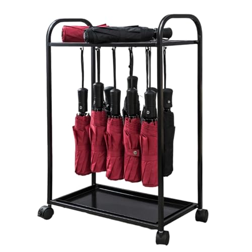 ZUGIATP Regenschirmhalter Mit Abtropfschale Schirmständer Goldener Metall-Regenschirm-Stand Große Kapazität Mit Ablaufwanne Für Flur Büro Veranda-Türeingänge(Black,45 * 25 * 68cm/19 * 9 * 26in) von ZUGIATP