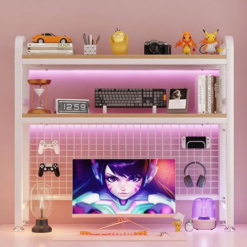 ZUGIATP Schreibtisch-Bücherregal Verstellbares Schreibtisch-Bücherregal Geeignet Für Wohnheimzimmer. Geeignet Für Schreibtische, Schreibtische Und Arbeitstische.(White Double Layer,55cm/21in) von ZUGIATP