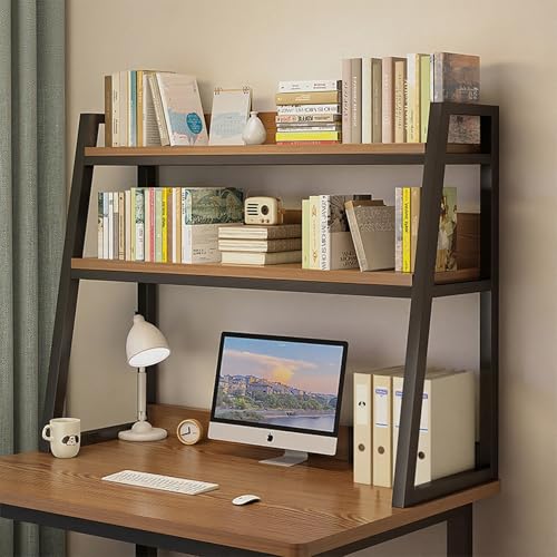 ZUGIATP Schreibtischaufsatz Fürs Wohnheim Zweistöckiges, Vielseitiges Schreibtischaufsatz-Bücherregal Platzsparendes Präsentationsregal Fürs Wohnheim(Double Black,55cm/21in) von ZUGIATP