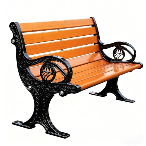 ZUGIATP Wetterbeständige Gartenbank Aus Aluminium Mit Rückenlehne Sitzgelegenheiten Für Die Terrasse Im Freien Parkbank Geeignet Für Bänke Im Freien(Wood,150cm/59in) von ZUGIATP