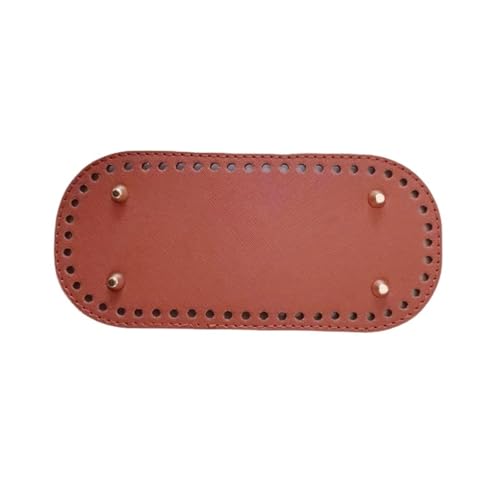 1 Stück runder ovaler Boden for gestrickte Tasche, PU-Lederbasis mit Loch for Bastel-DIY-Häkelzubehör, Universalplatte(Brown 10x22cm) von ZUGLQYSX