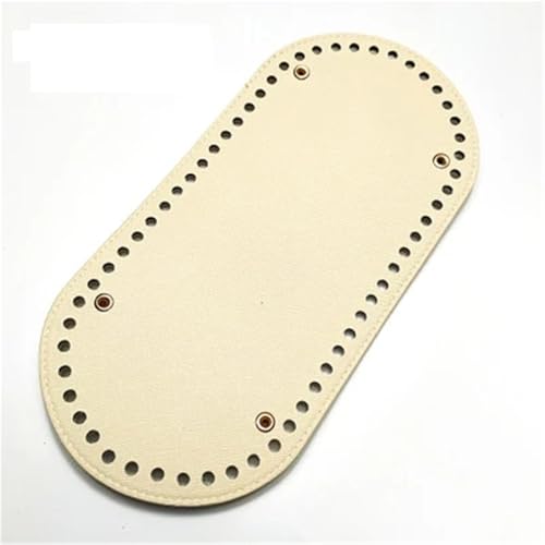 25 * 12cm Oval Tasche Boden Leder DIY Handgemachte Häkeln Gewebte Teile for Frauen Schulter Crossbody Handtasche Zubehör(A cream) von ZUGLQYSX