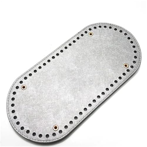25 * 12cm Oval Tasche Boden Leder DIY Handgemachte Häkeln Gewebte Teile for Frauen Schulter Crossbody Handtasche Zubehör(A silver) von ZUGLQYSX