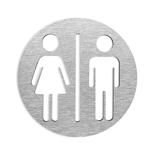 Maßgeschneiderte Toilettenschilder for alle Geschlechter – Toilettentürschild – Badezimmertafeln WC-Verbundaluminiumplatte Gold Silber(Silver,10x10cm) von ZUGLQYSX