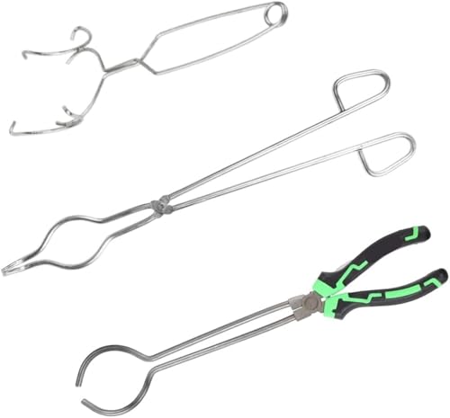 Tiegelzange Kleines Schmelztiegel-Schüssel-Teller-Tassen-Set aus Keramik for Schmelzen von Gold, Silber und Kupfer mit Peitschenzangengriff FüR Das Metallgusslabor(3pcs Clip) von ZUGLQYSX