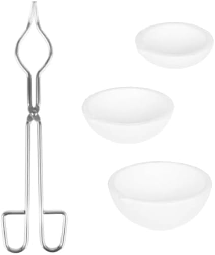 Tiegelzange Kleines Schmelztiegel-Schüssel-Teller-Tassen-Set aus Keramik for Schmelzen von Gold, Silber und Kupfer mit Peitschenzangengriff FüR Das Metallgusslabor(Clip with bowl NO3) von ZUGLQYSX