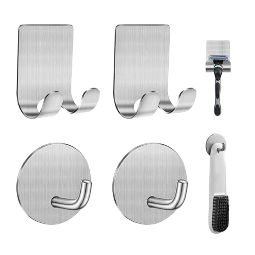 ZUGLQYSX 4pcs Strong Shower Razor Holder Adheisve Razor Shower Holder Stainless Towel Hooks Wall Mount Razor Holder Bathrooms Kitchen(Silver-4pcs) von ZUGLQYSX