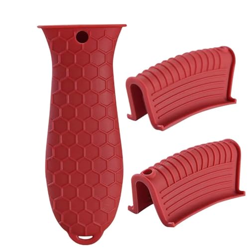 ZUGLQYSX Antihaft-Anti-Rutsch-Kochgeschirr-Silikonhalter Schutzhülle Topfgriffhalter Küchenzubehör Pfannengriffabdeckung(Red) von ZUGLQYSX