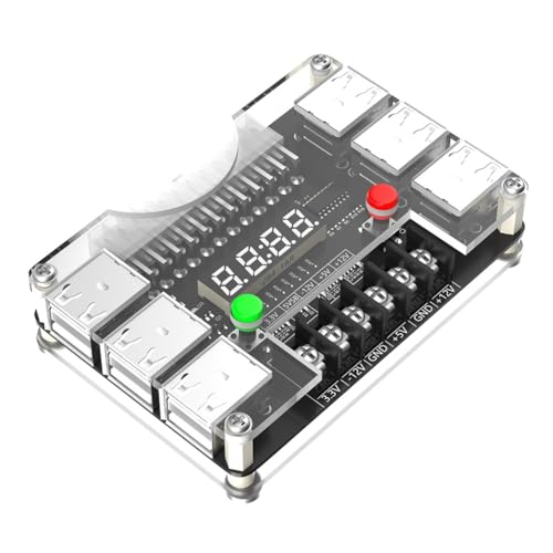 ZUHEGELA ATX-Netzteil-Breakout-Board mit AcrylgehäUse, 3,3 V, 5 V, 12 V, -12 V Ausgangsspannung und 12 USB-AnschlüSsen, 3 EIN Maximaler Ausgang von ZUHEGELA