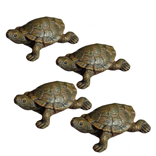 ZUHSA Schildkrötenstatue aus Kunstharz, 4 Stück, Miniatur-Figuren, Schildkröten-Gartenfigur, passend für Feengarten, Aquarien, Rasen, Teich und Terrasse von ZUHSA