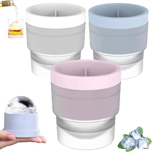 3 Stück Chiclify Ice Ball Maker Mold,Runde Eiswürfelform Silikon,Wiederverwendbar Eiswürfelform Ball,leicht zu lösende Kugel-Eismaschine,Easy Release Ball Eiswürfel für DIY Jelly Pudding Joghurt von ZUICC