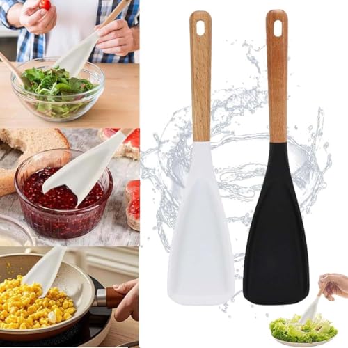 Consensuts Multi Function Spoon,Consensuts Spatula,2025 New 2-in-1 Silicone Scoop Salad Spoons,Kochlöffel Silikon Rührlöffel,Antihaft Silikon Löffel,Langen Griff Silikon Kochlöffel für Küche (2Stk) von ZUICC