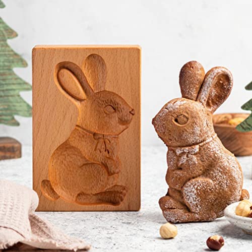 Ostereier- oder Häschen Keks Formen,Holz-Keksformen, geschnitzte Holzform, DIY-Keksstempel, Ausstechformen, lustige 3D-Presse, Prägeform für Ostern, Backwerkzeug (Rabbit) von ZUICC