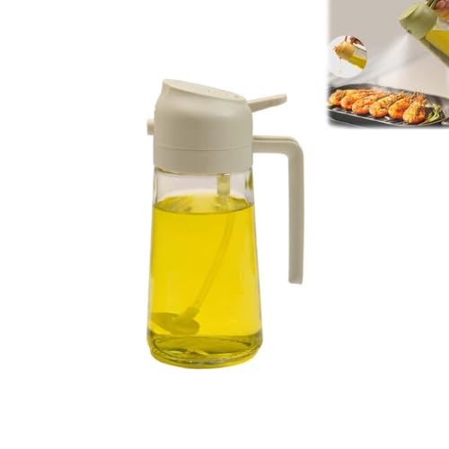 ZUICC 2-in-1 Glass Oil Sprayer and Dispenser,2-in-1-Multifunktions-Ölflasche,Öl sprühflasche,Ölflasche,Essig und Ölspender,Öl Sprayer,2 in 1 Ölsprüher Glas Essig Öl Flaschen (Beige) von ZUICC