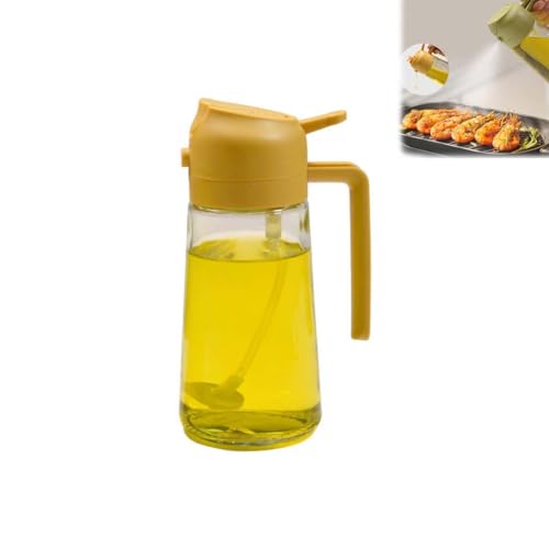 ZUICC 2-in-1 Glass Oil Sprayer and Dispenser,2-in-1-Multifunktions-Ölflasche,Öl sprühflasche,Ölflasche,Essig und Ölspender,Öl Sprayer,2 in 1 Ölsprüher Glas Essig Öl Flaschen (Gelb) von ZUICC