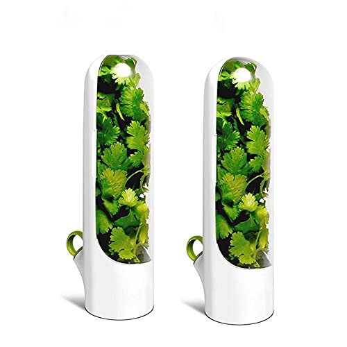 ZUICC 2PCS Premium-Kräutercontainer, Aufbewahrung für Kräuter, Herb Keeper, Kühlschrankbehälter, Kräuterhalter, Modern, Weiß, 2 Count, Rund, Flip-Top, Handwäsche, Langlebig, Gewürze, 4 von ZUICC