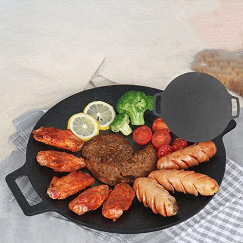 ZUICC Antihaft Runde Backform, BBQ-Grillpfanne, Koreanische BBQ-Grillpfanne, Eisen-Antihaftbeschichtung, Runde Grillplatte, Grillpfanne aus Gusseisen für Gasgrill, Backofen, Feuerstelle (30CM) von ZUICC