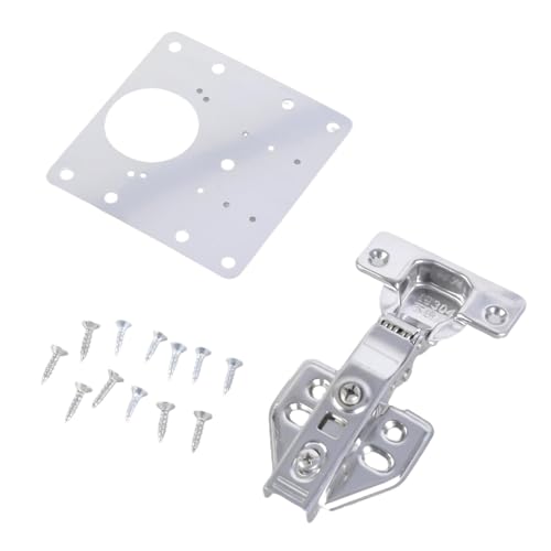 2-teiliges Schrankscharnier-Reparatur-Set mit 1 Scharnierplatten und 12 Schrauben, Edelstahl-Materialien für schnelle Befestigung von Schrank-Hardware von ZUJIABAO