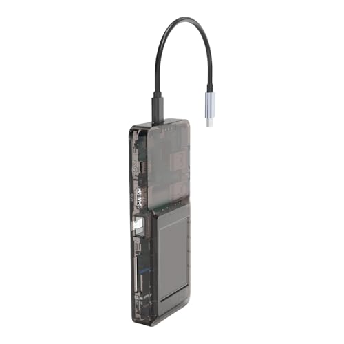 Fortschrittliche USB-C-Hubs, 8-in-1-Adapter mit LCD-Bildschirm-Schnittstellen, 4K-UHD-Ausgang, 100 W, schnelles Aufladen, Gigabit-Ethernet, Schnellgeschwindigkeitsanschluss, USB-C-Hubs für Laptop von ZUJIABAO