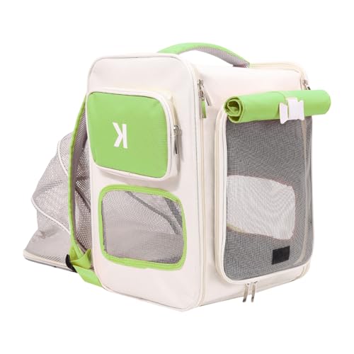 Haustier-Rucksack, weich, große Kapazität, mit Fenster, atmungsaktiv, für Sightseeing, multifunktional, für Katzen und Hunde von ZUJIABAO
