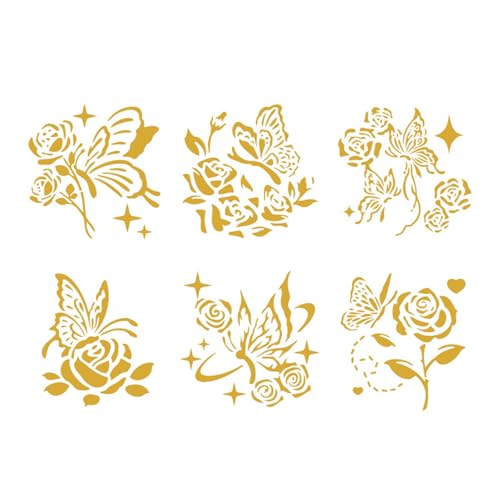 Schmetterlings-Schablonen, ausgehöhlt, Malschablonen, Tagebuch, Wald, Garten, für Scrapbooking, Schmetterling, Zeichnen, Tagebuch, Blumen, 6 Stück Schmetterlings-Schablonen, ausgehöhlt, Malschablonen, Tagebuch, Wald, Garten, für Scrapbooking, Schmetterling, Zeichnen, Tagebuch, Blumen, 6 Stück von ZUJIABAO