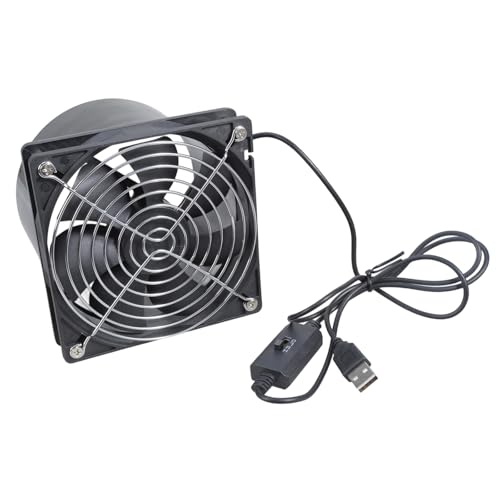 USB-Abluftgebläse mit 3 Geschwindigkeiten, 120 mm Durchmesser, mit abnehmbarem Grill, 1500 U/min, Motor für Gewächshaus, Badezimmer, Luftzirkulation, abnehmbarer ABS-Ventilator für von ZUJIABAO