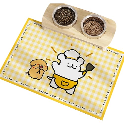 Wiederverwendbare Hundefuttermatte mit wasserdichter Beschichtung, Cartoon-Muster, Futterunterlage für Reisen, Haustier-Tischset, wasserdichte Haustier-Füttermatte von ZUJIABAO
