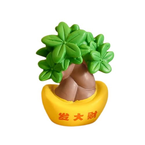 ZUJIABAO Harze, Cartoon-Reichtumssymbol, Topfpflanzenfigur, dekorativer Akzent für Schreibtisch-Bücherregale oder Arbeitsbereiche, Dekoration, Glücksharze, Schreibtisch-Dekorationen von ZUJIABAO