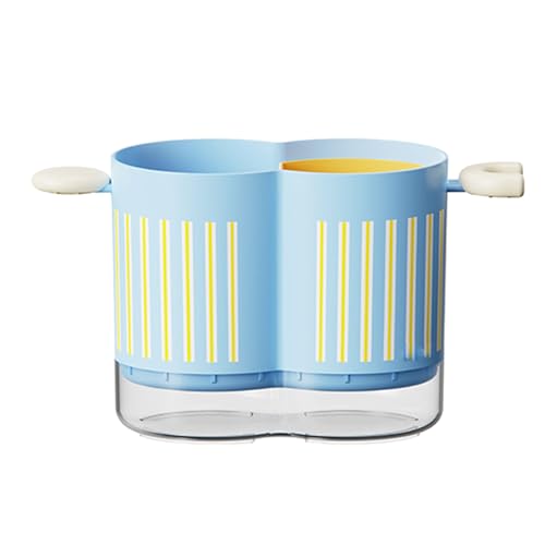 ZUJIABAO Küchenutensilien-Organizer mit zwei Fächern und Ablauflöchern für Geschirr, 2 Fächer, Essstäbchen-Käfig, spülmaschinenfest, Besteck-Organizer von ZUJIABAO