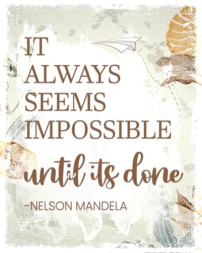 Motivierender Wandkunst, Zitat mit Zitat "It Always Seems Impossible Until It's Done", ungerahmt, inspirierendes Poster für Büro, Schlafzimmer oder Geschenk, stärkende Dekoration für Frauen Motivierender Wandkunst, Zitat mit Zitat "It Always Seems Impossible Until It's Done", ungerahmt, inspirierendes Poster für Büro, Schlafzimmer oder Geschenk, stärkende Dekoration für Frauen von ZUKIY