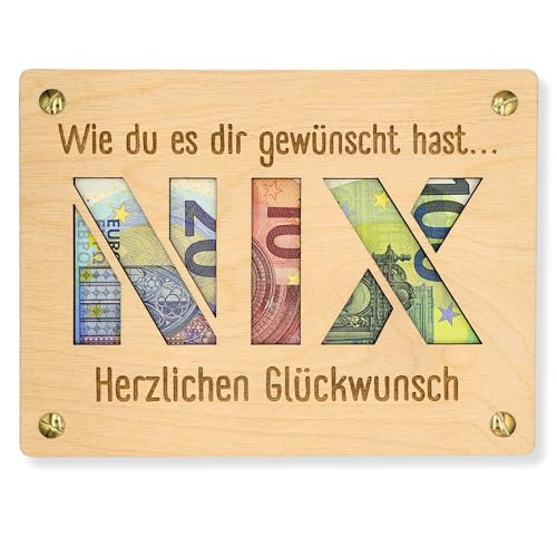ZUKLA Verpackung für Geldgeschenke XL 20 x 15 cm - Nix Geschenk - Geldgeschenk Verpackung Holz - Eine Originelle Idee, Geld zu Verschenken - Geschenkgutschein - Handmade von ZUKLA