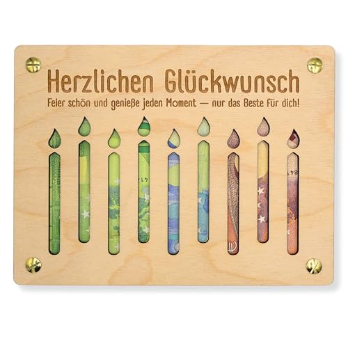 ZUKLA Verpackung für Geldgeschenke Geburtstag XL 20 x 15 cm - Geldgeschenk Verpackung Holz - Eine Originelle Idee, Geld zu Verschenken - Geschenkgutschein Geburtstag - Handmade von ZUKLA