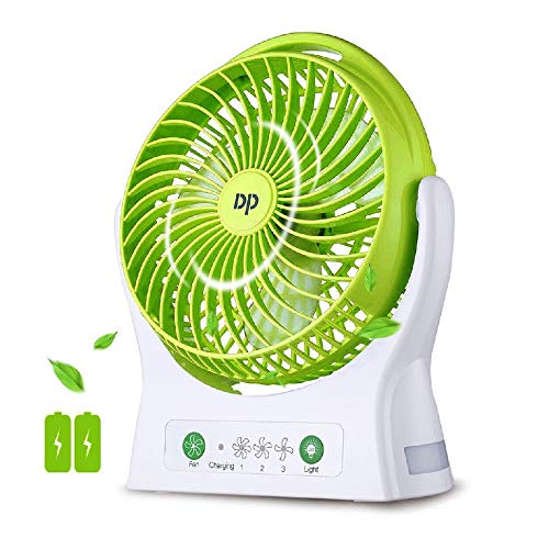 ZUKULIFE Ventilator Batterie Tischventilator Tragbar Ventilator Leise USB Akuu Lüfter Klein Ventilator mit Batterie Ventilator Kühlung für Reise Büro im Freien und Camping (Grün) von ZUKULIFE
