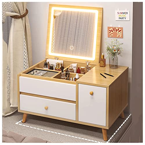 ZUMAHA Möbel Moderner Schminktisch, Schminktisch im Spiegeldesign mit Klappdeckel, Klappschrank mit Schubladen, Schminktisch mit versteckter Aufbewahrung für das Schlafzimmer Toilettentische ZUMAHA Möbel Moderner Schminktisch, Schminktisch im Spiegeldesign mit Klappdeckel, Klappschrank mit Schubladen, Schminktisch mit versteckter Aufbewahrung für das Schlafzimmer Toilettentische von ZUMAHA