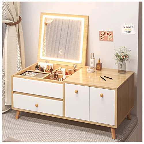 ZUMAHA Möbel Moderner Schminktisch, Schminktisch im Spiegeldesign mit Klappdeckel, Klappschrank mit Schubladen, Schminktisch mit versteckter Aufbewahrung für das Schlafzimmer Toilettentische ZUMAHA Möbel Moderner Schminktisch, Schminktisch im Spiegeldesign mit Klappdeckel, Klappschrank mit Schubladen, Schminktisch mit versteckter Aufbewahrung für das Schlafzimmer Toilettentische von ZUMAHA
