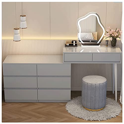 ZUMAHA Möbel Moderner Schminktisch, Schminktisch mit Schublade und LED-Schminkspiegel, Schminkset mit gepolstertem Schminkhocker und beweglichem Nachttisch Toilettentische ZUMAHA Möbel Moderner Schminktisch, Schminktisch mit Schublade und LED-Schminkspiegel, Schminkset mit gepolstertem Schminkhocker und beweglichem Nachttisch Toilettentische von ZUMAHA