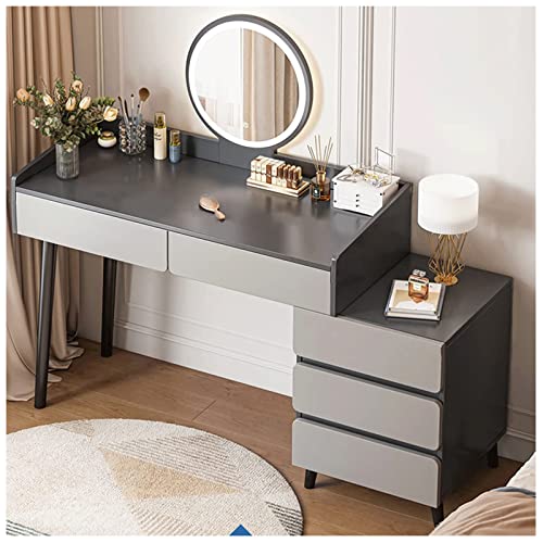 ZUMAHA Möbel Moderner Schminktisch, Schminktisch mit beleuchtetem Spiegel, multifunktionaler Computertisch mit 5 Schubladen und verstellbarem Schrank Toilettentische ZUMAHA Möbel Moderner Schminktisch, Schminktisch mit beleuchtetem Spiegel, multifunktionaler Computertisch mit 5 Schubladen und verstellbarem Schrank Toilettentische von ZUMAHA