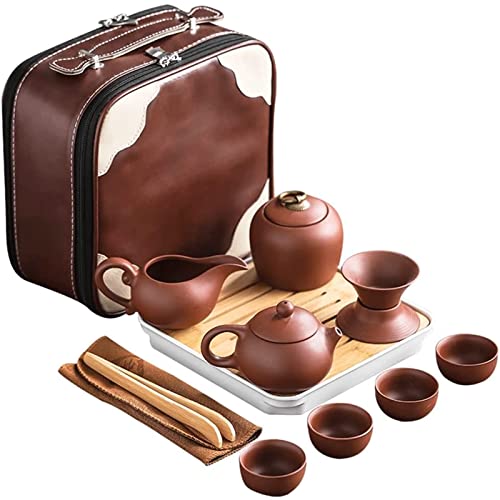 ZUMAHA Neu Home Minimalistisches Tee-Set Lila Ton, tragbare Kung-Fu-Teekanne, Outdoor-Reisen, Gaiwan-Tassen, Zeremonien-Teetasse zum Verschenken Reise-Teeset von ZUMAHA