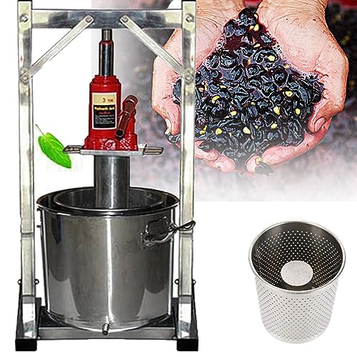 ZUMAHA Obstweinpresse, 12 L, 22 L, 36 L, Manuelle Saftpresse, Obstpresse, Traubenzerkleinerer FüR Die Weinherstellung, 2 EdelstahlfäSser, FüR Outdoor, KüChe Und Zuhause,12L von ZUMAHA