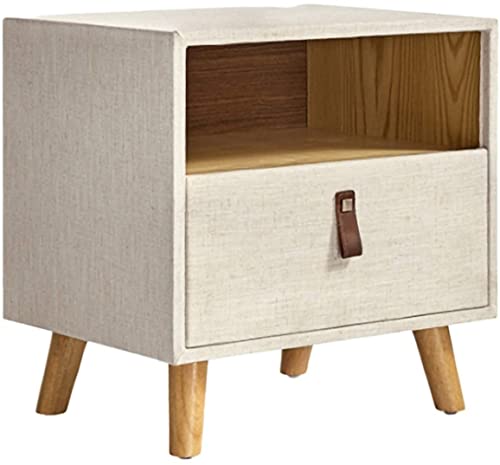 ZUMAHA Rustikaler minimalistischer Nachttisch, kombinierter Aufbewahrungsschrank mit Regal und 1 Schublade, große Speicherkapazität, für Schlafzimmer, Nachttisch, massiv von ZUMAHA