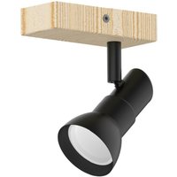 Zumaline Lighting - Zumaline triest Einzelstrahler, Mattschwarz, Holz, 1x GU10 von ZUMALINE LIGHTING