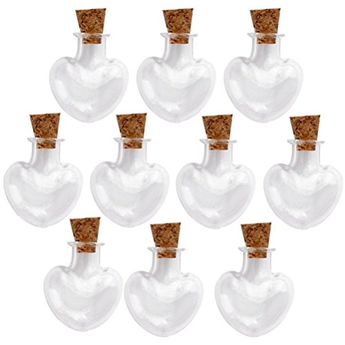 ZUMUii Butterme 10pcs Liebe Herzform Mini Tiny Klarglas Gläser Flaschen mit Korken für DIY, Kunsthandwerk, Projekte Dekoration, Party Favors von ZUMUii