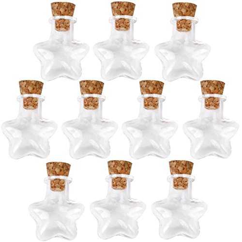 Butterme 10pcs Stern Mini Tiny Klarglas Gläser Flaschen mit Korken für DIY, Kunsthandwerk, Projekte Dekoration, Party Favors von ZUMUii