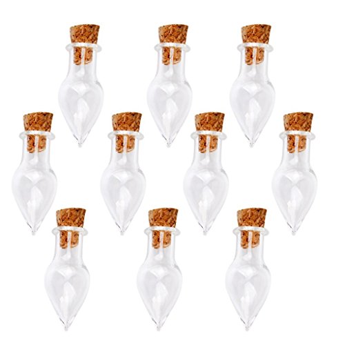Butterme 10pcs Wasser-Tropfen-Form Mini Tiny Klarglas Gläser Flaschen mit Korken für DIY, Kunsthandwerk, Projekte Dekoration, Party Favors von ZUMUii