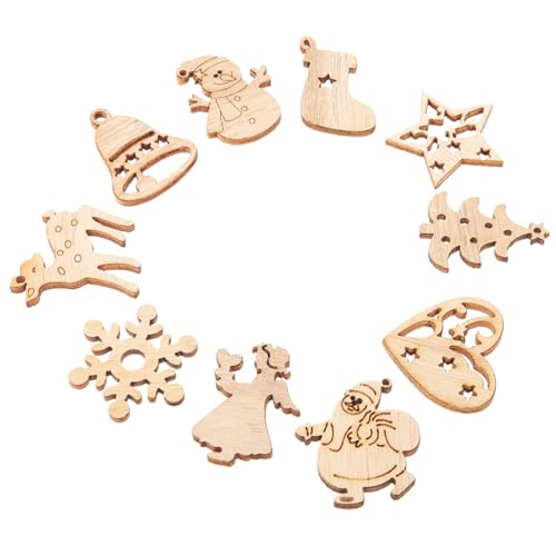 ZUNOXAZ 100 Stück Teiliges Weihnachts Holzdekor Unbemalte Holzscheiben zum Bemalen DIY Weihnachtsanhänger Bastelchips für Weihnachtsbaum und Türdekoration Kreatives Holzdeko Zubehör von ZUNOXAZ
